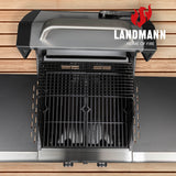 LANDMANN Gasgrill Triton PTS 2.0 silber mit 2 Edelstahl-Brennern, emailliertem Gusseisenrost und Temperaturanzeige im doppelwandigen Deckel.