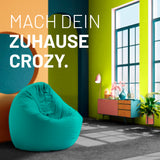 LUMALAND Sitzsack Drops (300 L) in Türkis im modernen Wohnraum, vielseitig für In- und Outdoor, leicht und bequem.