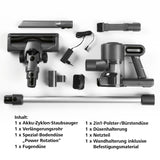 CLEANmaxx Akku-Zyklon-Staubsauger anthrazit/schwarz mit 3-fach-Filter und umfangreichem Zubehör für kabelloses Saugen.