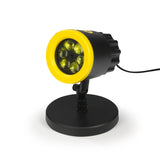 BVB LED-Motivstrahler mit rotem LED-Licht, projiziert das BVB-Logo, geeignet für innen und außen, wetterbeständig und rotierend.