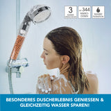 EASYmaxx Wellness-Duschkopf Mineralperlen mit 3 Wasserstrahl-Modi, 344 Mikrodüsen und Wasserfilterfunktion spart 30% Wasser.