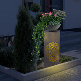 EASYmaxx LED-Dekosäule mit Planzschale Beton-Optik "Mandala" beleuchtet mit Timerfunktion, ideal für Garten, Terrasse und Balkon.