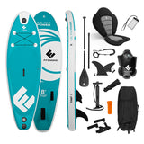 FitEngine Junior Trip SUP-Board Set (Allrounder) - 8' mit Kajak-Sitz, Paddel, Pumpe und Zubehör für flexible SUP-Workouts.