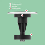 EASYmaxx LED-Abflussstopfen Waschbecken transparent/schwarz mit Wassersensor, Batterie und Auffangsieb für stimmungsvollen Farbwechsel.
