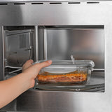 MAXXMEE Glas-Frischhaltedosen Klick-it mit Mikrowellen-Ventil, 6-teilig, graue Dose wird in der Mikrowelle erhitzt.