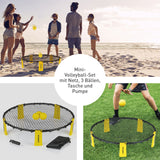 GARVIDA Mini-Volleyball-Spiel Spike Ball Set - 6-tlg. mit Netz, 3 Bällen, Tasche und Pumpe, ideal für Strand und Garten.