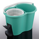 CLEANmaxx Power-Wischmopp mit Zwei-Kammer-Filtersystem, praktischer Eimer in türkis für streifenfreie Sauberkeit ohne Bücken.