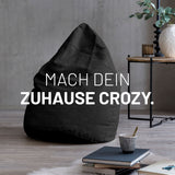 LUMALAND Luxury XL PLUS Sitzsack stylischer Beanbag in Schwarz mit 220L Füllung und extra starken Nähten, perfekt komfortabel und langlebig.