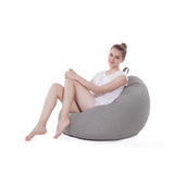 LUMALAND Comfort Line XXL Sitzsack hellgrau, 100x120x50 cm, mit EPS Perlen Füllung, komfortables Bodenkissen für drinnen