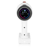 CLEANmaxx Akku-Zyklon-Staubsauger Pro weiß/rot mit digitalem Display zur automatischen Schmutzgrad-Erkennung und verschiedenen Modi.