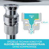 puregreen Wassersparer für die Dusche chromfarben mit spezieller Technik für gleichbleibenden Wasserstrahl und bis zu 50 % Wassereinsparung