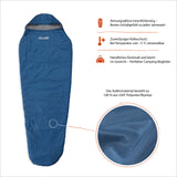 Where Tomorrow Camping Schlafsack Small & Light Royalblau, wasserabweisend, atmungsaktiv, Kälteschutz bis -5 °C, mit Packsack und Kissenfach