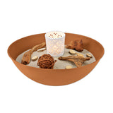 EASYmaxx LED-Dekosäule mit Pflanzschale in Rost-Optik braun mit Pusteblumen-Design und integrierter Pflanzschale.