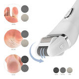 nah-vital elektrischer Hornhautentferner mit 3 Rollen für grobe, mittlere und feine Hornhaut, kabellos und handlich für glatte Füße.