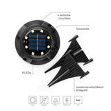 GARVIDA Solar-Bodenleuchte Dämmerungssensor - 4er-Set mit Solarzelle, 8 LEDs, kabellos und wasserdicht für Outdoor.