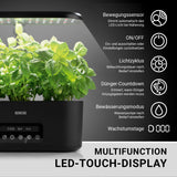 N8WERK Hydroponische Pflanzenanzuchtstation mit Display, LED-Touch-Display, automatischer Bewässerung, Dünger-Countdown und Bewegungssensor.
