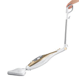 CLEANmaxx Dampfbesen - Mit Knickgelenk in gold/weiß, ideal für Haushaltsflächen mit 300 ml Wassertank und abnehmbarem Handdampfreiniger.