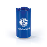 S04 LED-Echtwachskerze Projektor in Blau mit FC Schalke 04 Logo, projiziert rotierende Logos mit 3 Geschwindigkeitsstufen.