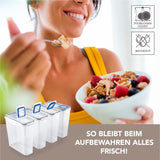 GOURMETmaxx Frischhaltedosen Klick-it hoch 8-tlg. weiß/blau, wasserdicht, aromafrisch, mit 4-fach Klick-Verschluss und Silikon-Dichtungsring.