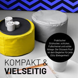 LUMALAND Sitzsack Pouf (50 L) gelb, multifunktional als Sitzhocker, Ablage & Fußschemel, für in- & outdoor, langlebig und pflegeleicht.