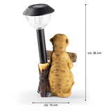 EASYmaxx Solarleuchte Erdmännchen mit Laterne und Welcome-Schild, solarbetrieben, detailgetreu und liebevoll bemalt, ca. 36 cm hoch.