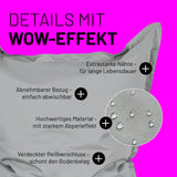 LUMALAND Sitzsack Classic XXL Silbergrau mit extrastarken Nähten, abnehmbarem Bezug, Abperleffekt und verdecktem Reißverschluss.