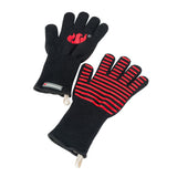 LANDMANN Grillhandschuhe - schwarz mit Schnittschutz, Silikonstruktur für Grip, langem Gelenkschutz, aus Baumwolle und Polyester, EN 420 & EN 407.