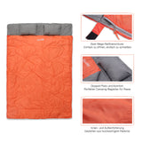 Where Tomorrow Doppelschlafsack mit Tragetasche, 2-Personen Schlafsack, wasserabweisend, 190 x 150 cm, orange, Campingkomfort für Paare.