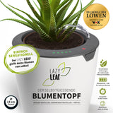 LAZY LEAF Blumentopf selbstgießend 1,1 Liter weiß/grau mit 10 Bewässerungsstufen und Temperatursensor für Pflanzentöpfe bis 13 cm Ø.
