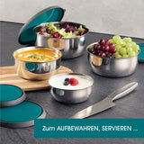 GOURMETmaxx Edelstahl-Schüsseln 8-tlg. Edelstahl, stapelbar, mit Deckeln, spülmaschinenfest, für Aufbewahrung und Servieren.