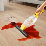 CLEANmaxx Akku-Fensterreiniger 3,7 V in Gelb mit Verlängerungsstange saugt verschüttete Flüssigkeit auf glatten Flächen kabellos ab.