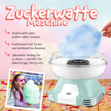 GOURMETmaxx Zuckerwatte-Maschine - mint/weiß im Retro-Design für bunte Zuckerwatte aus Zucker und Bonbons, ideal für Partys und Kindergeburtstage.