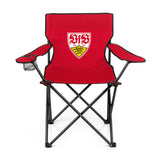 VfB Stuttgart Campingstuhl faltbar 80x50 cm rot mit Logo, wasserabweisend, robust, mit Getränkehalter, bis 100 kg belastbar.