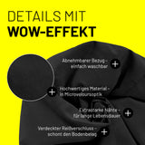 LUMALAND Luxury XL Sitzsack stylischer Beanbag Schwarz mit abnehmbarem Bezug, Microvelours, starken Nähten und verdecktem Reißverschluss.