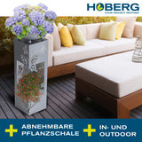 Hoberg LED Pflanzsäule in 3D Beton-Optik mit abnehmbarer Pflanzschale, LED-Beleuchtung, ideal für Garten und Terrasse.