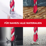 MAXXMEE Mehrzweckbohrer-Set - 8-tlg. in rot, für unterschiedliche Materialien wie Holz, Metall, Stein und Kunststoff geeignet.