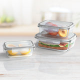 MAXXMEE Glas-Frischhaltedosen Klick-it mit Mikrowellen-Ventil, 6-teilig, grau, luftdicht, auslaufsicher, mikrowellengeeignet.