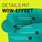 LUMALAND Sitzsack Lounge (320 L) Türkis mit abnehmbarem Bezug, starkem Abperleffekt, extrastarken Nähten und verdecktem Reißverschluss.