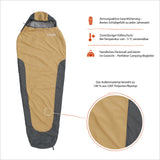 Where Tomorrow Camping Schlafsack Small & Light wasserabweisend, atmungsaktiv, Mumienschlafsack mit Tasche, 220x80x50 cm, Curry-Grau