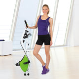 VITALmaxx Heimtrainer Fitness Bike weiß/limegreen mit 8 Schwierigkeitsstufen, Trainingscomputer und sicherem Stand für Ganzkörper-Training.