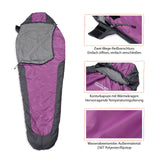 Where Tomorrow Camping Schlafsack Small & Light Mumienschlafsack grau-lila mit wasserabweisendem Material und Konturkapuze, 220x80x50 cm