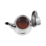 KATHARINA Samowar - 15 l elektrischer Edelstahl-Teekessel mit offenem Deckel und aufgebrühtem Tee sichtbar von oben.