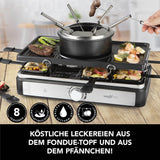 MAXXMEE Raclette- & Fondue-Set mit Fondue-Topf, 6 Gabeln und 8 Pfännchen für Raclette, Fondue und Grillen.