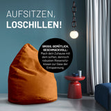 LUMALAND Luxury XL PLUS Sitzsack stylischer Beanbag Orange mit 220L Füllung und extra starken Nähten für hohen Sitzkomfort.