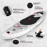 FitEngine Trip SUP-Board Set (Allrounder) - 10'8'' Beton mit kajaksitz, drybag, action-cam-halterung und rutschfester oberfläche