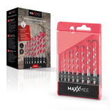 MAXXMEE Mehrzweckbohrer-Set 8-tlg. rot, hitzebeständiger Karbonstahl, 3-10 mm, für diverse Materialien, inkl. Aufbewahrungsbox.