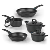 N8WERK 8-teiliges Aluguss-Topf- und Pfannen-Set mit Heat Indicator, Ilag-Ultimate-Beschichtung, geeignet für alle Herdarten, Midnight Edition.