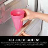 frats Trinkbecher 300ml - Selbstkühlend - 3er-Set - Pink, frostschutz Doppelwandbecher im Gefrierfach zum Kühlen vorbereitet.