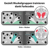 MAXXMEE Trainingsboard Push-Up - 65x19 cm - faltbar mit Farbcodes zur gezielten Aktivierung von Rücken und Schultermuskulatur.
