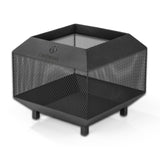 LANDMANN Feuerkorb Cube aus pulverbeschichtetem Stahl mit Netzoptik, viereckig, stabilen Beinen und Funkenschutz.